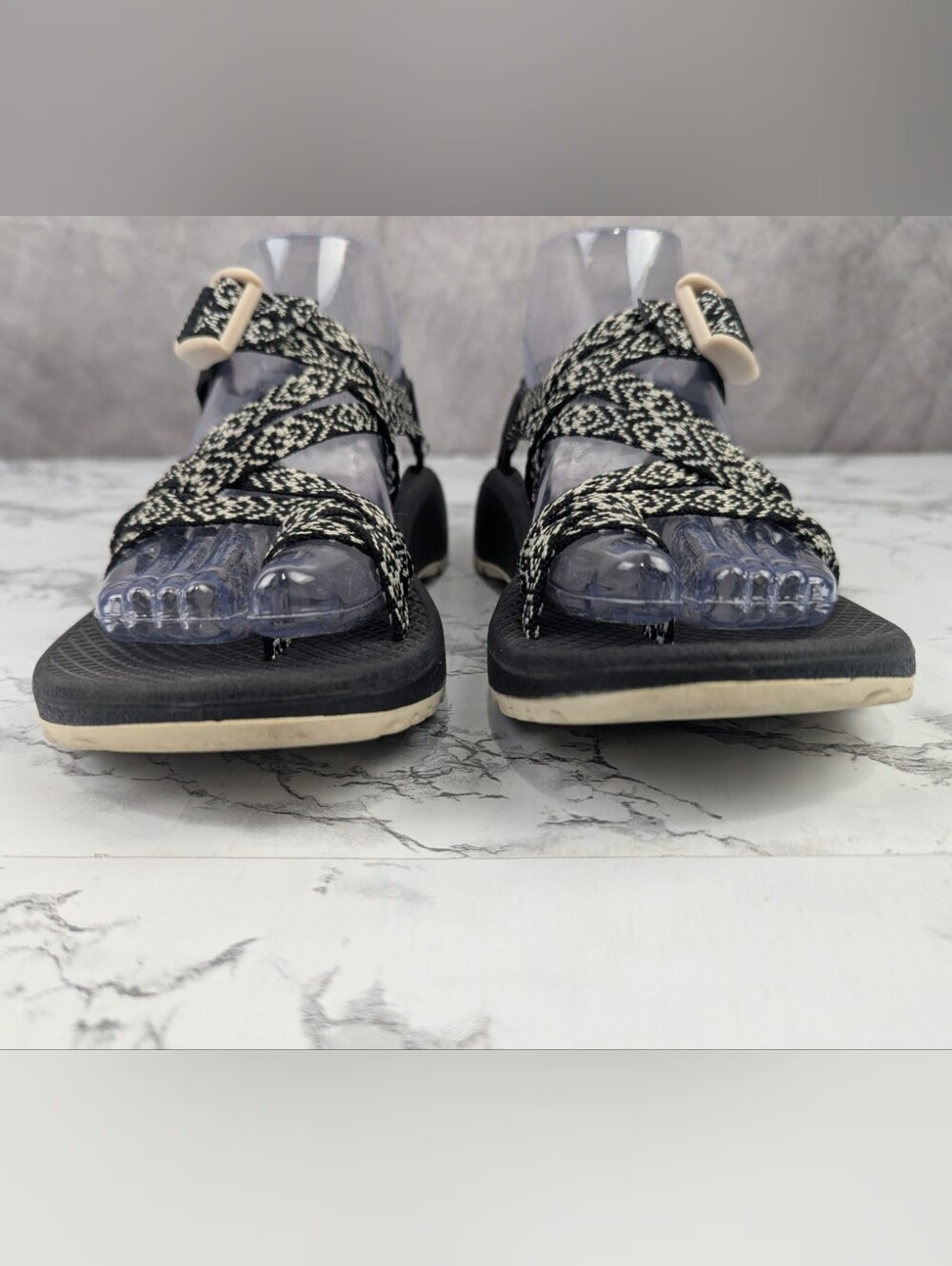 Chaco ZX/2 Cloud Sandal Women's Size 7 Double Strap Toe Loop Geometric Tan Black - Picture 5 of 14